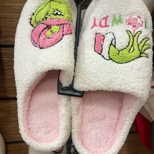 White and Pink Grinch Slippers